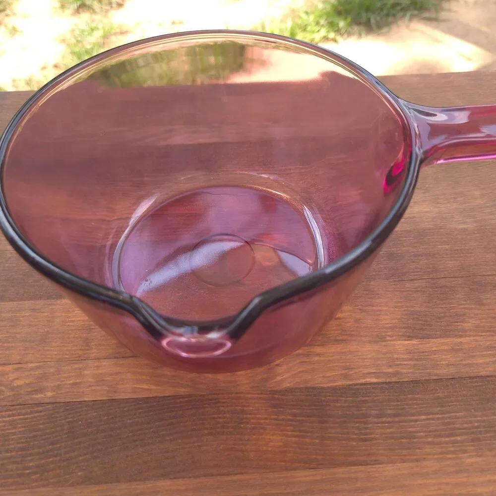 Vintage Corning Visions Cranberry Saucepan & 24 oz Casserole Set w/ Lids USA